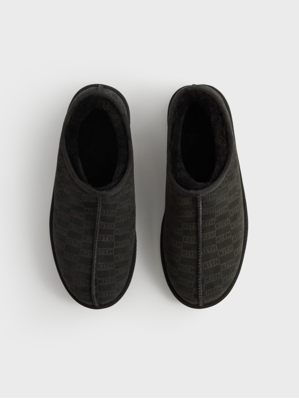 Kith Black monogram shirling slippers